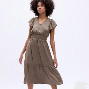 Gap Factory Satin Flutter Sleeve Midi Dress (NWT)